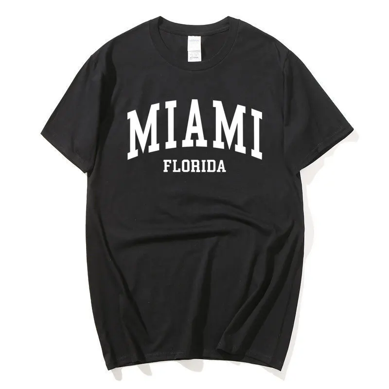 MIAMI Florida City T-shirt Women Men Cotton Summer Short Sleeve Tee Hip Hop Fashion Streetwear Classic T Shirt Trend Loose Tops