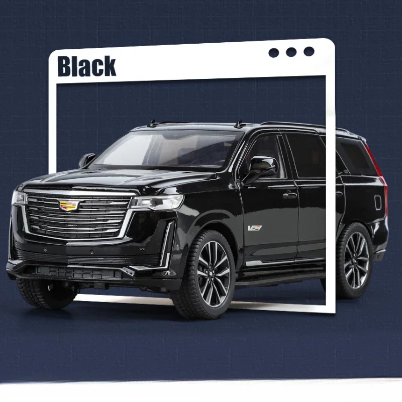 Cadillac Escalade SUV Car Model Com Luz e Som Para Crianças, Simulação 1:24, Diecast Toy Vehicles, Decoração Para Casa, Voiture Em Miniatura