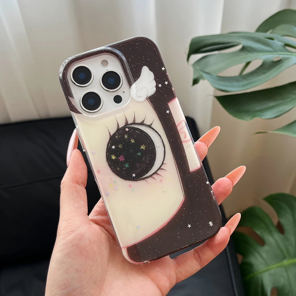 INS Fashiy Cute Big Eyed Girl Чехол для телефона для Xiaomi Mi 15 11 Poco X6 M6 X5 F5 7 NFC GT Lite Pro 4G 5G Задняя крышка с текстурой пера