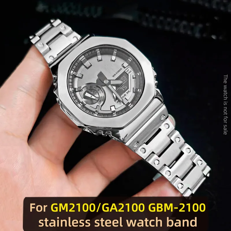 GA-2100 Ersatzarmband für Casio G-SHOCK GM2100 GA2100 Edelstahl-Uhrenarmband Schwarz Silber Gold Herren-Metallarmband 16 mm