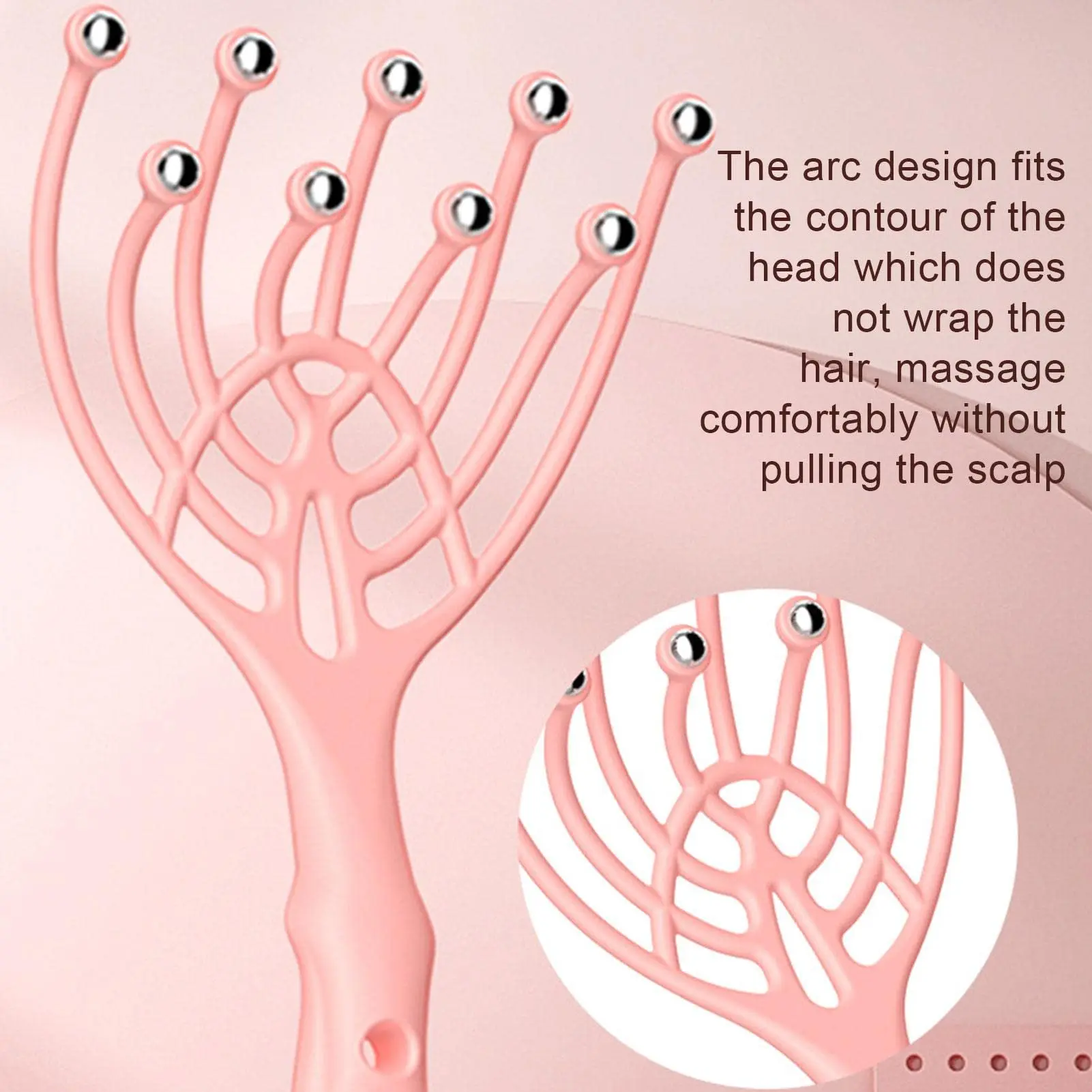 Massaggiatore testa rosa 5/9 Claws Scalp Massager Massaggio manuale a sfera d\'acciaio Strumento di rilassamento della testa portatile Trattamento di