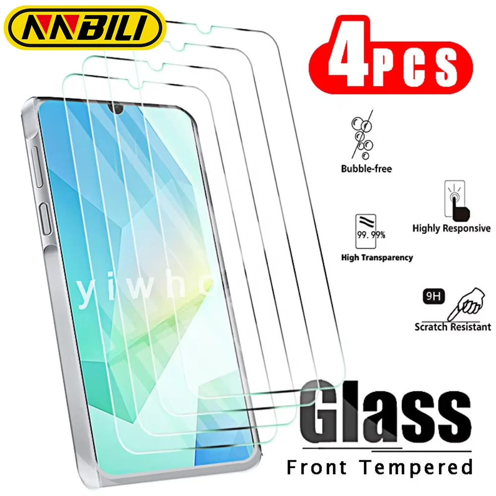 NNBILI 4Pcs Tempered Glass for Samsung Galaxy A16 4g 5g A06 Screen Protectors Protective Glass Front Hd A 06 16a Cover Film