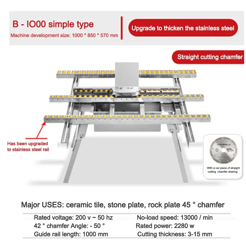 

B1000 Dust-Free Ceramic Tile Chamfering Machine Desktop High Precision Foldable Manual Stone Artifact 45 Degrees Bevel Cutting