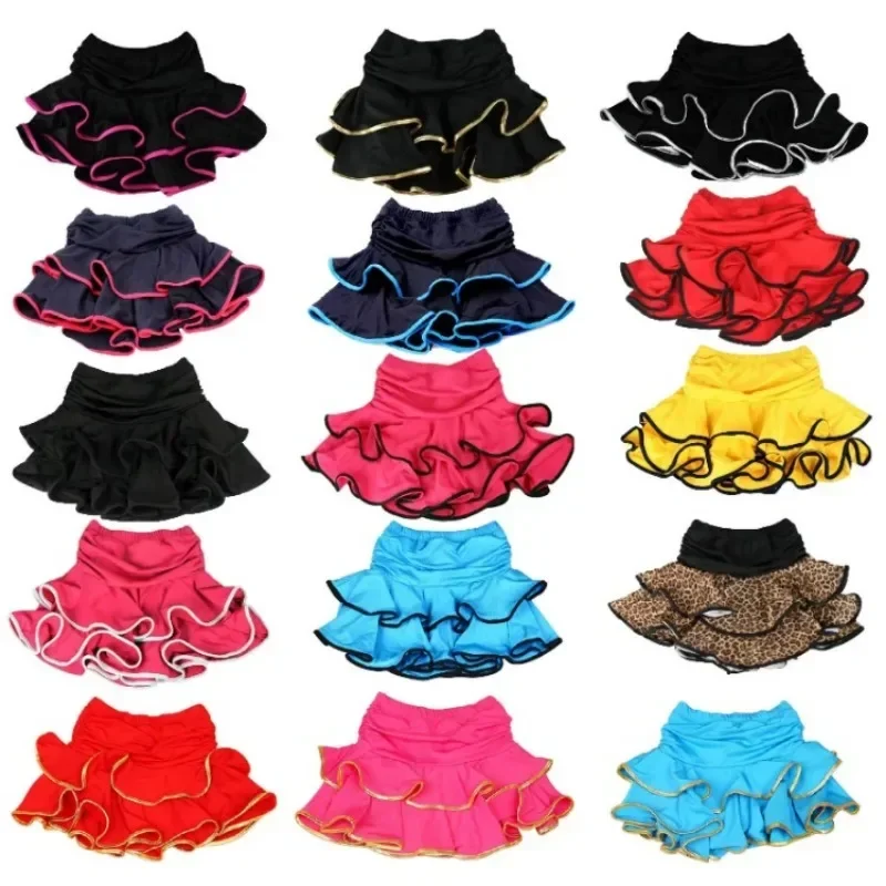 10 Colors New Girls Latin Dance Skirt Ballroom Samba Chacha Dancing Dress Culottes for Kids Performance Show Skirt Dancewear