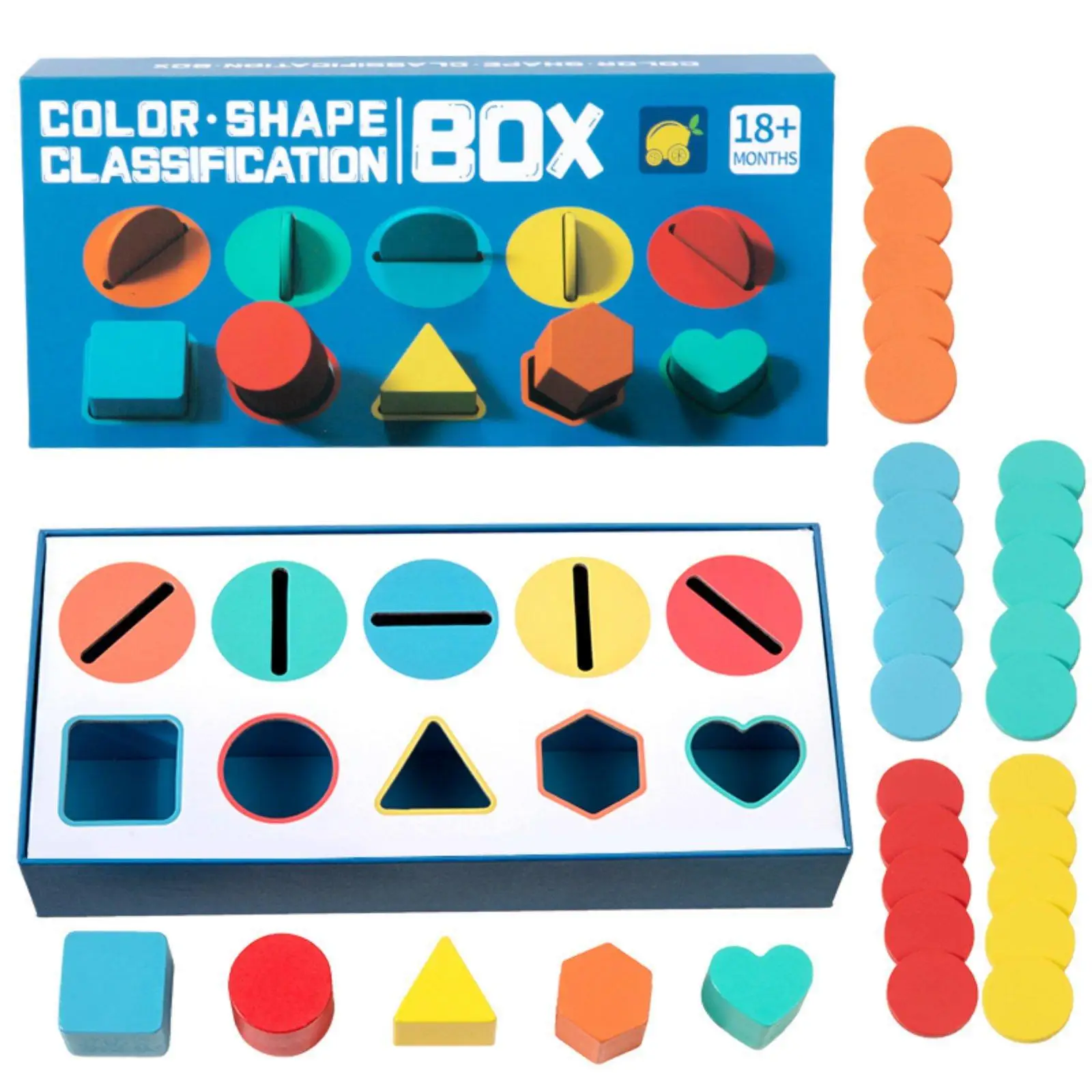 Toddler Educational Wooden Shape Sorter Puzzle Toy Color Matching Learning Box for Kids Preschool Kindergarten Smart Activity
