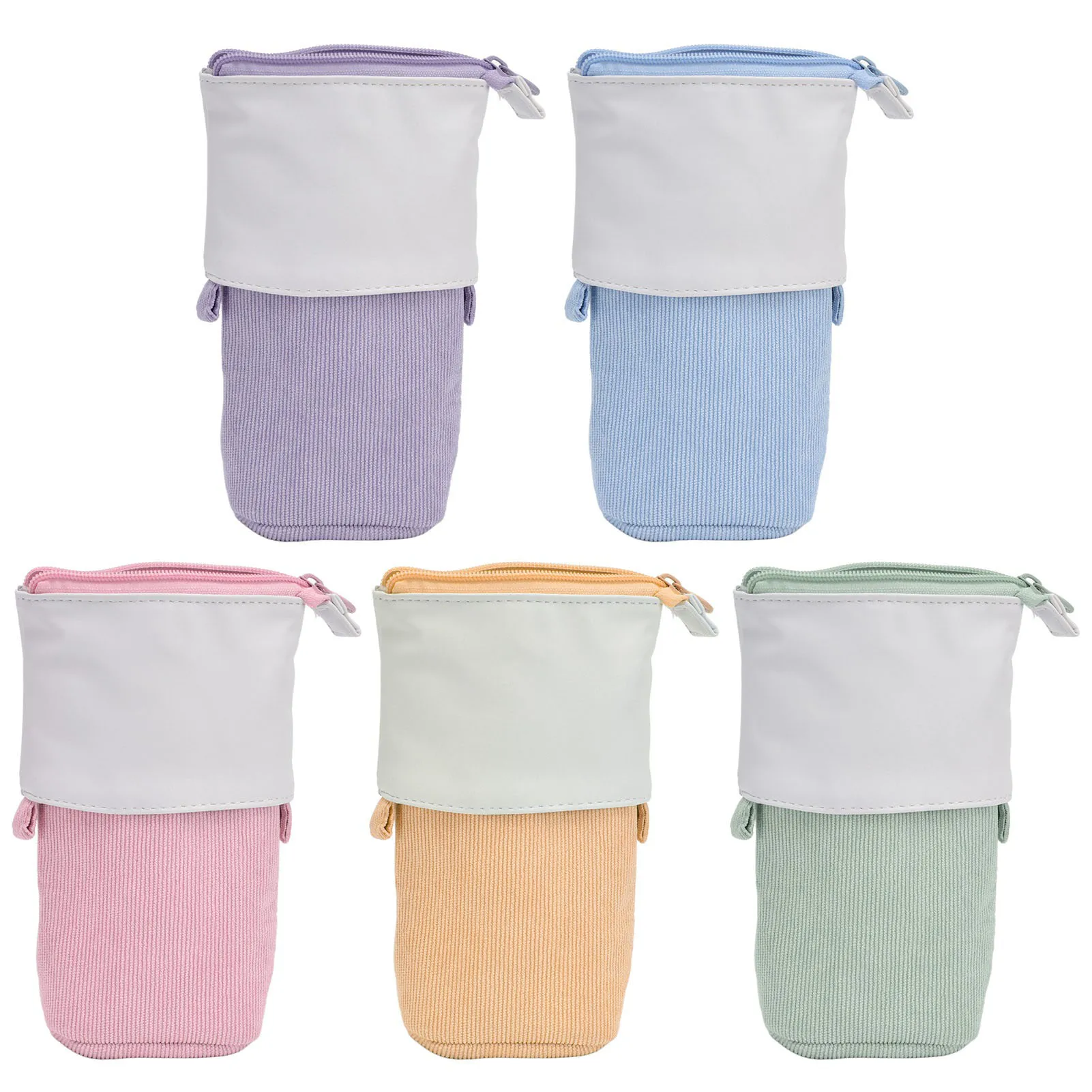 

Stand Up Pencil Case Cute PU Corduroy Standing Stationary Bag for School Students for Teens for Office Women for Perfect Gift