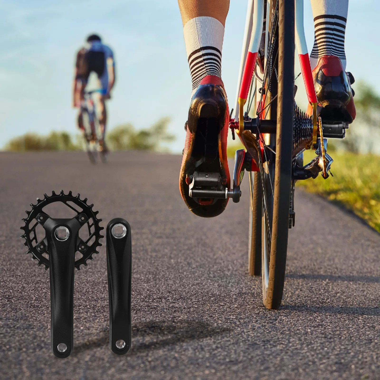 

Aluminum Alloy Bike Crankset Strong Bearing Capacity Mountain Bike Compatible 170mm Square Hole Crankset Crankset
