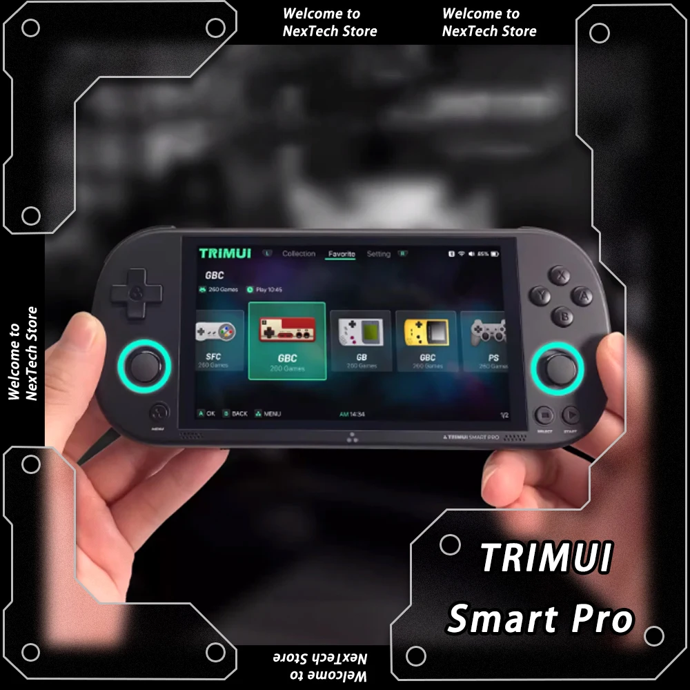 TRIMUI Smart Pro Linux نظام وحدة تحكم بجهاز لعب محمول 4.96 بوصة IPS شاشة RGB الإضاءة Smartpro ريترو عصا التحكم فيديو لعبة هدية مخصصة