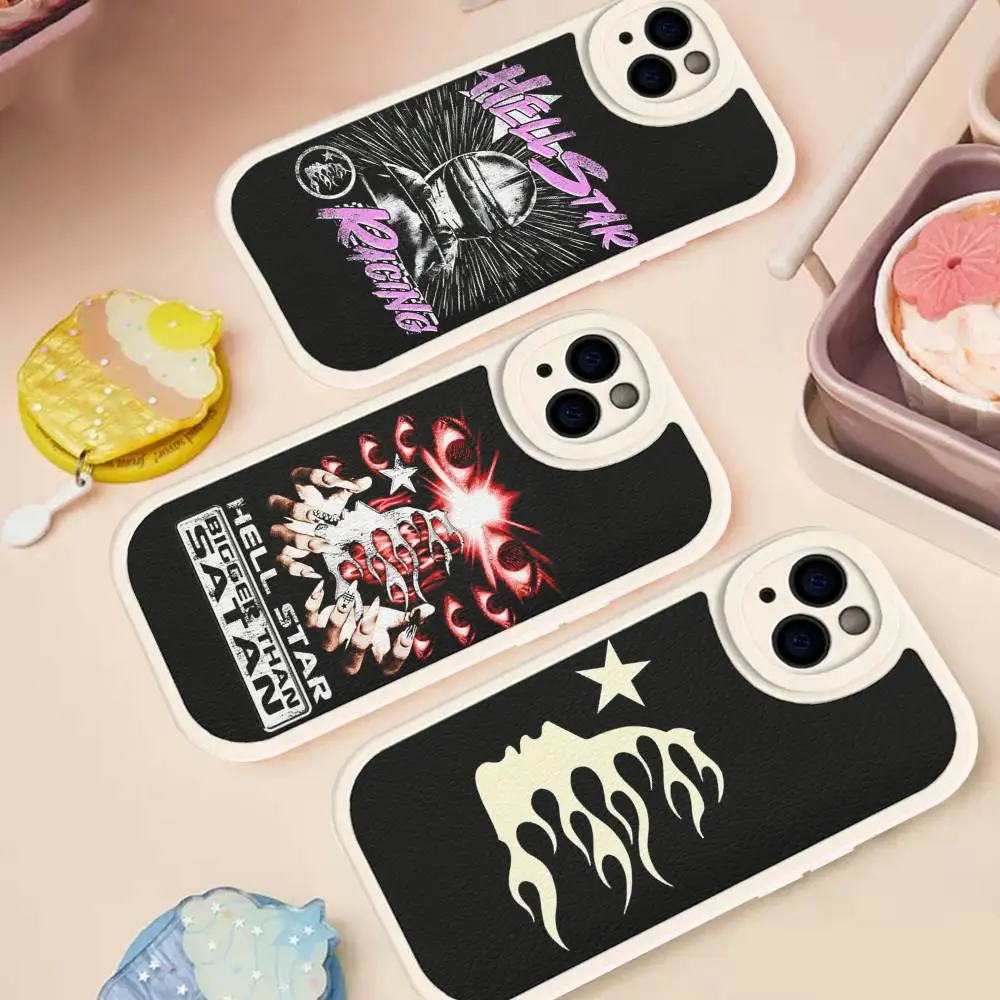 

H-HellstarS Fashion Logo Leather Phone Case For IPhone 16 16e 15 14 13 12 11 Pro Max Plus Mini Cover