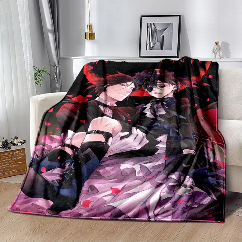 

3D Anime Black Butler Cartoon Blanket,Soft Throw Blanket for Home Bedroom Bed Sofa Picnic Travel Office Rest Cover Blanket Kids