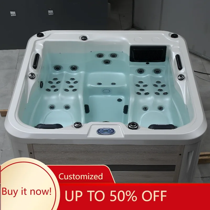 2026 New FL Custom Smart Control Outdoor Jacuzzis Bathtub with Shower for Backyard Spa Soaking Massage White