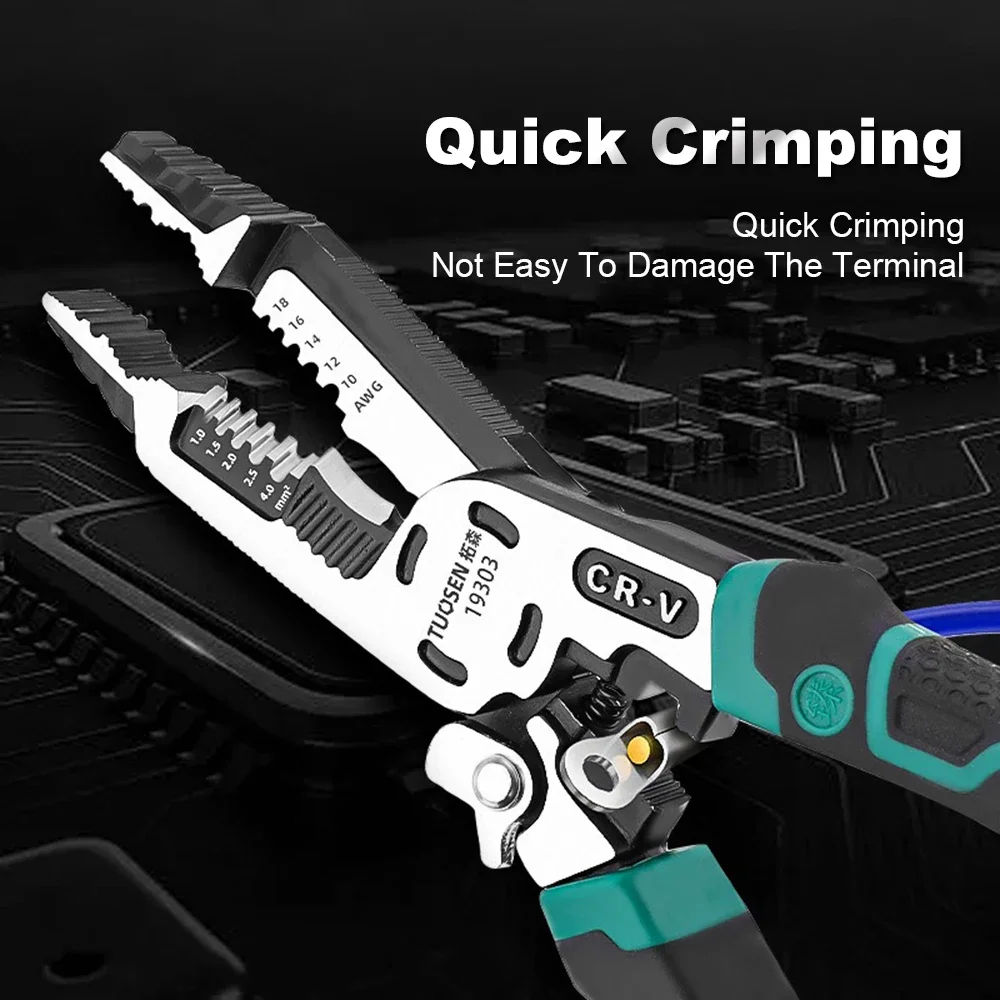 

10 In 1 Wire Pliers Professional Heavy-duty Wire Stripping Cable Cutter Terminal Crimping Multifunctional Electrician Hand Tool