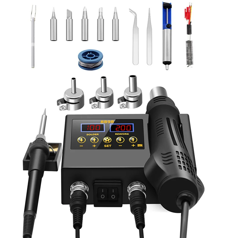 8898 2 in 1 stazione di saldatura Display digitale pistola ad aria calda saldatura rilavorazione per cellulare BGA SMD PCB IC riparazione strumenti