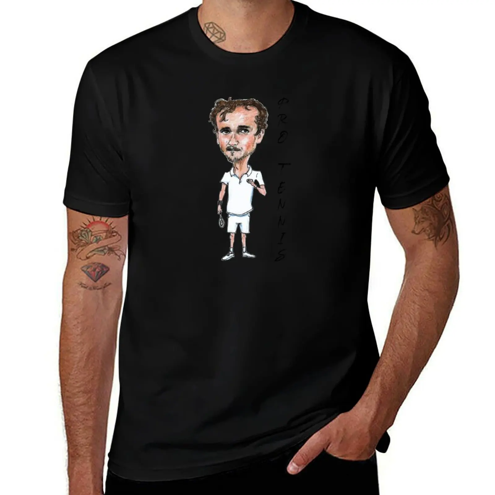 

Daniil Medvedev Pro Tennis caricature T-Shirt g man t shirts for men anime tshirt t shirts for man graphic tees T-Shirt