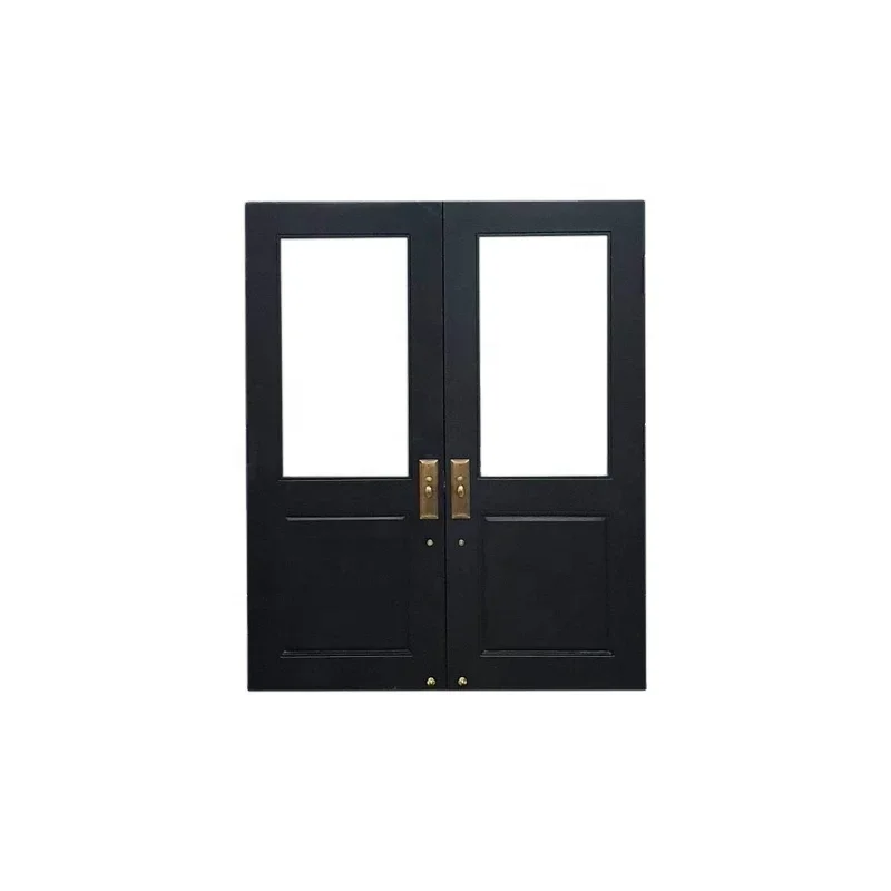 French Style Modern Glass Villa Entry Doors Exclusive Forged Iron Swing Interior Customizable Features Minimalist Steel Finish