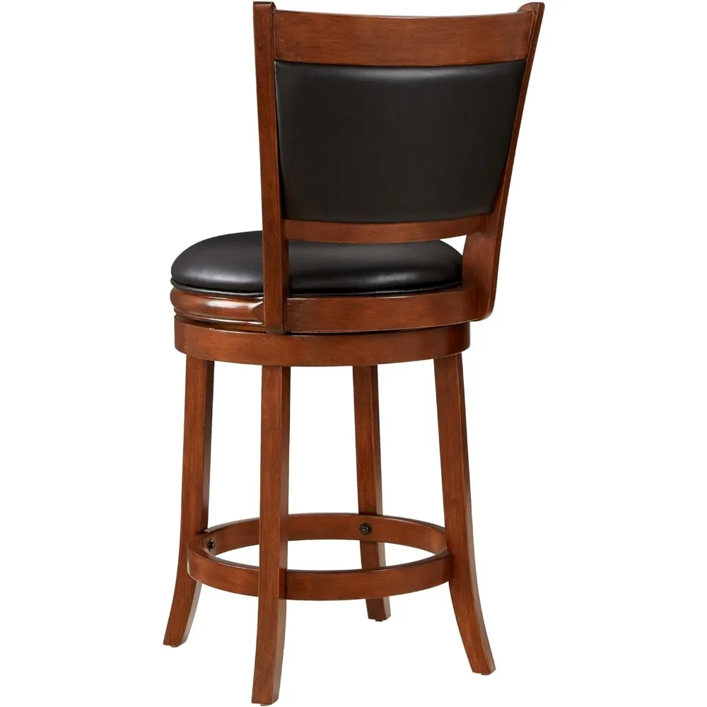 Swivel Counter Height Barstool 24 Inch Seat Height Cherry Set of 1