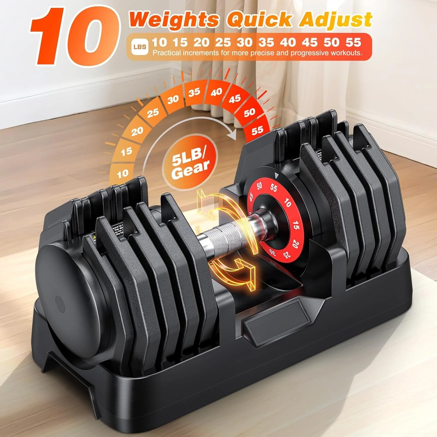 Adjustable Dumbbells Set of 2 for Strength Training, One-Hand Quick Adjust,lbs Options, Anti-Slip Grip, Custom