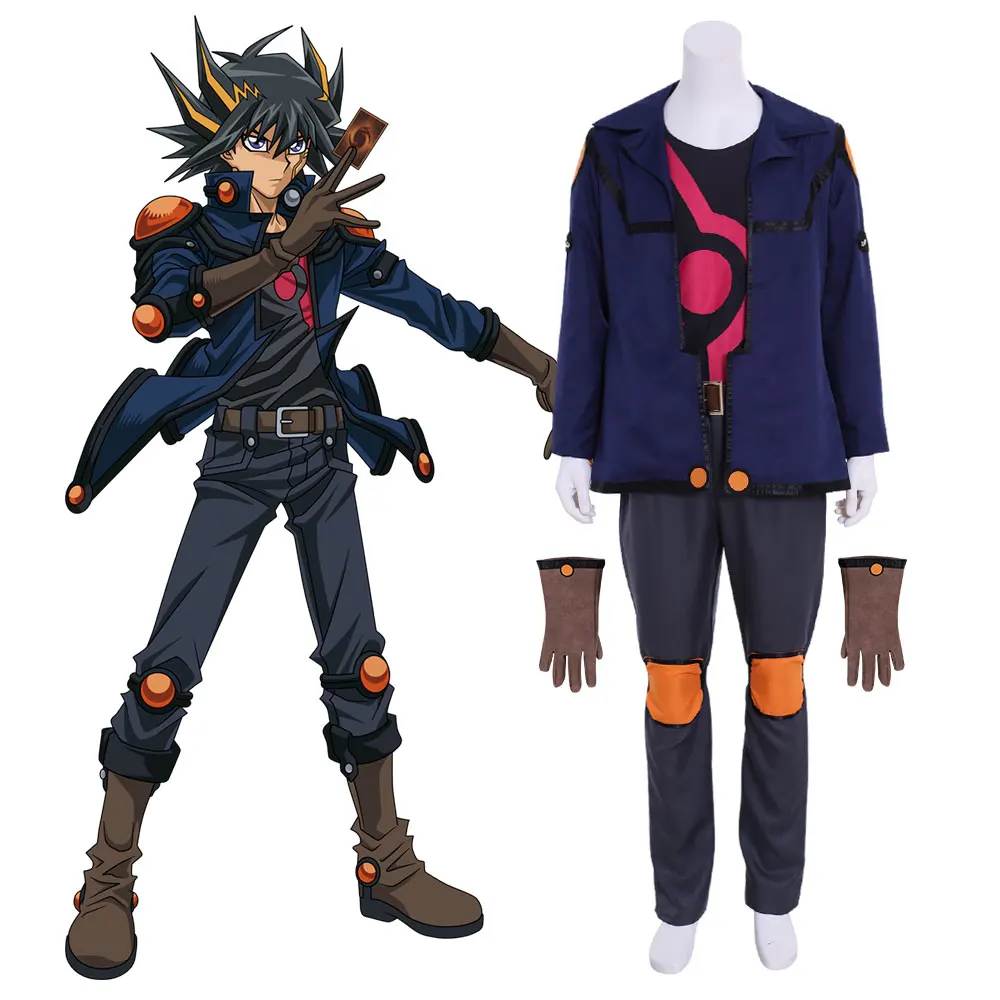 

Game Yusei Fudo Cosplay Yu-Gi-Oh Costume Men's Jacket Top Pants Halloween Cos Show Party Full Set