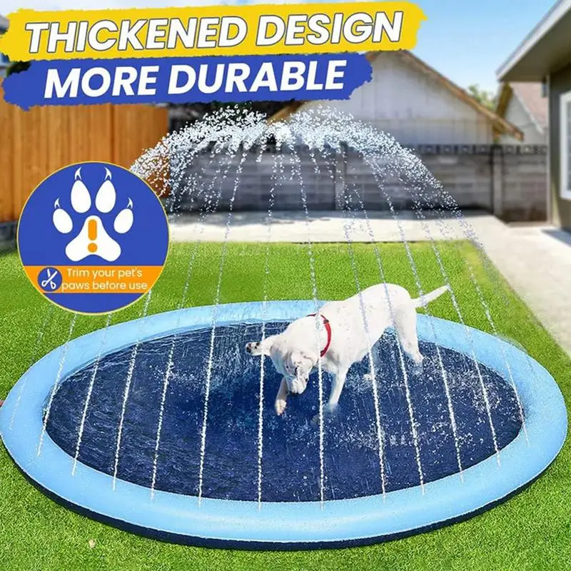 100/150cm Summer Pet Swimming Pool Inflatable Water Sprinkler Pad Play Cooling Mat Outdoor Interactive Fountain Toy for Dogs