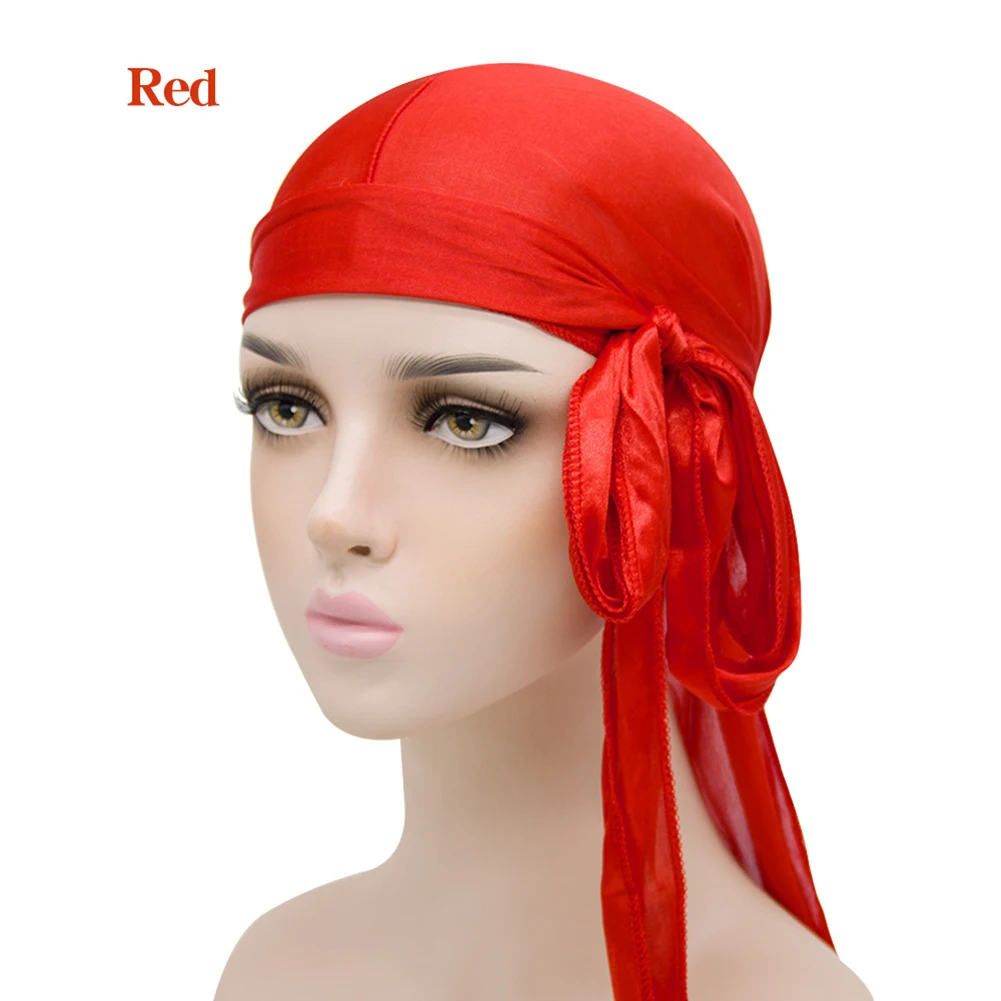 Elasticity Baotou Cap Hair Bands Simulation Silky Durag Long Tail Pirate Hat Headband Turban For Children Kid Ribbon Accessories