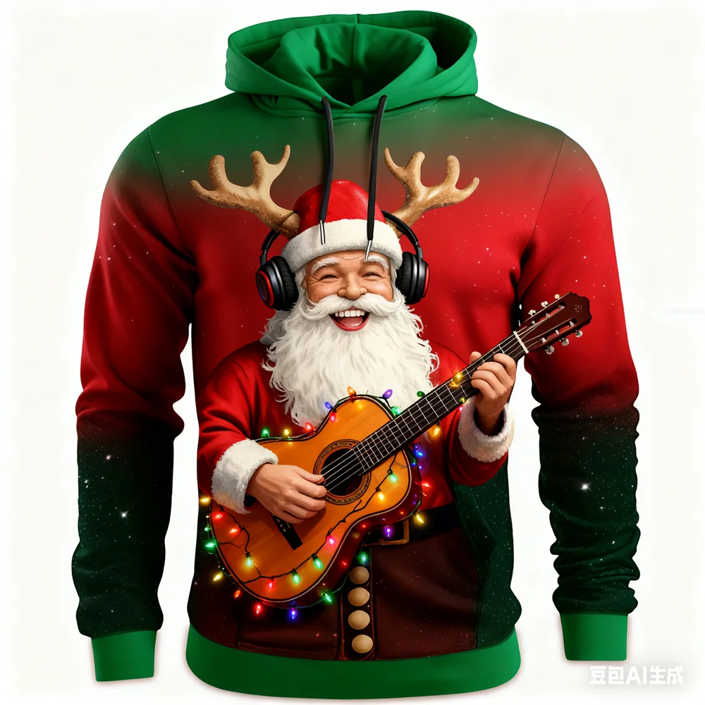 Autumn Men's Hoodie Christmas Fun Santa Claus pattern print man y2k clothing hoodies for man Winter new in hoodies & sweatshirts