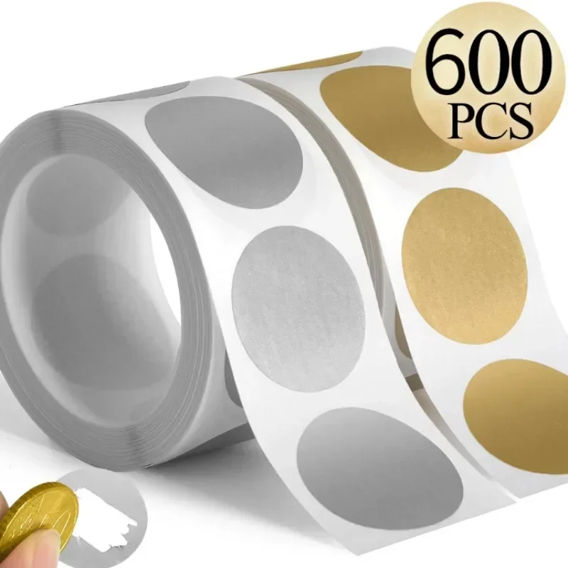 300Pcs Scratch Off Stickers Round Shape Labels Sticker Gold Silver DIY Handmade For Game Scratch Sticker Labels Party Supplies