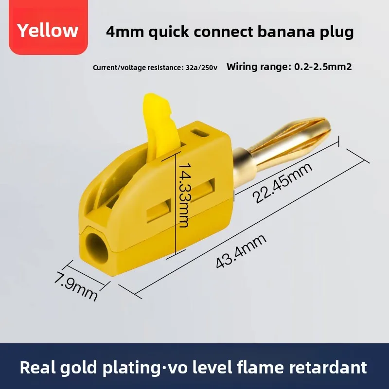 New solder free quick connect 4mm high current 32A banana plug gold-plated lantern head power testing instrument plug