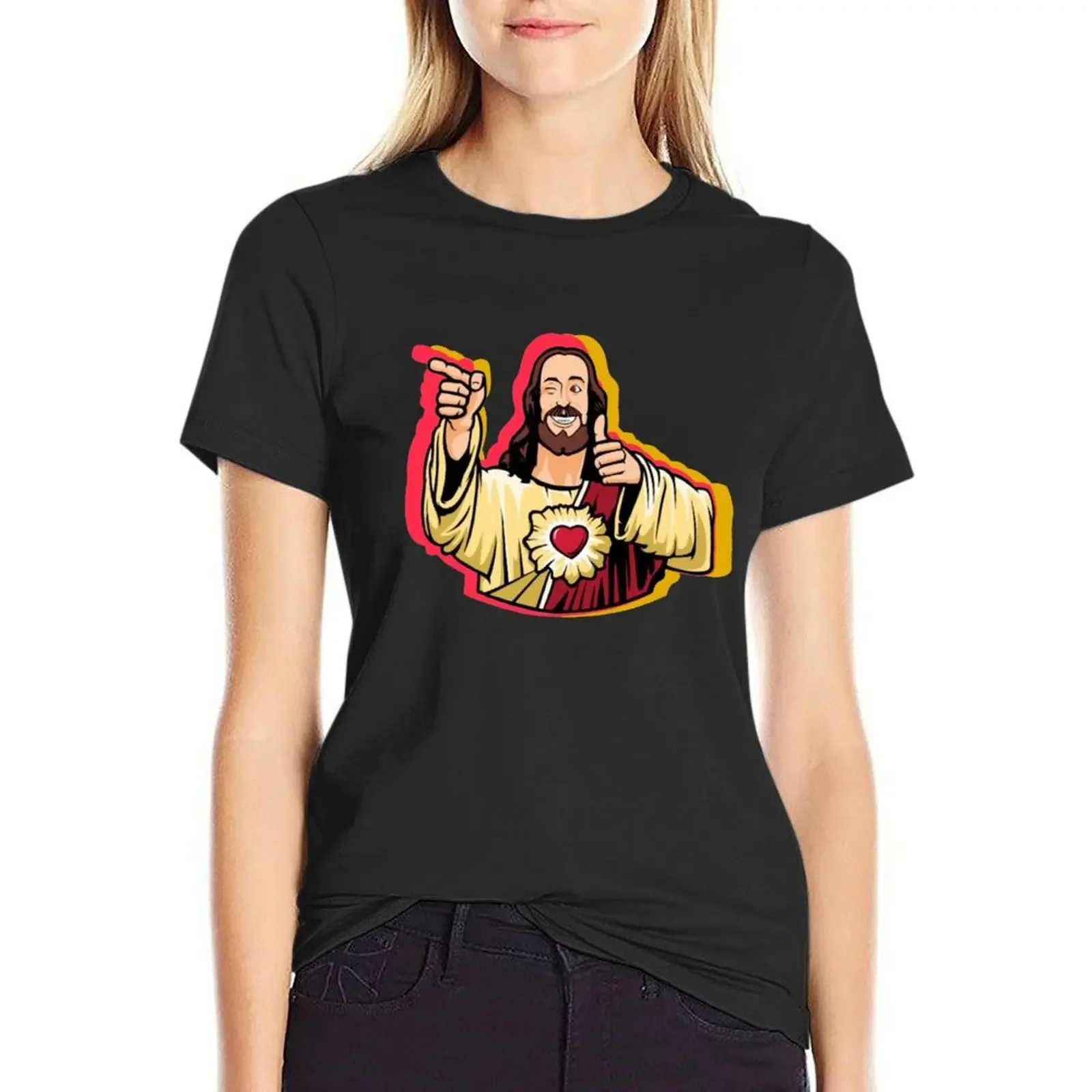 

jesus meme T-Shirt sweat vintage clothes summer clothes Women's tee shirt