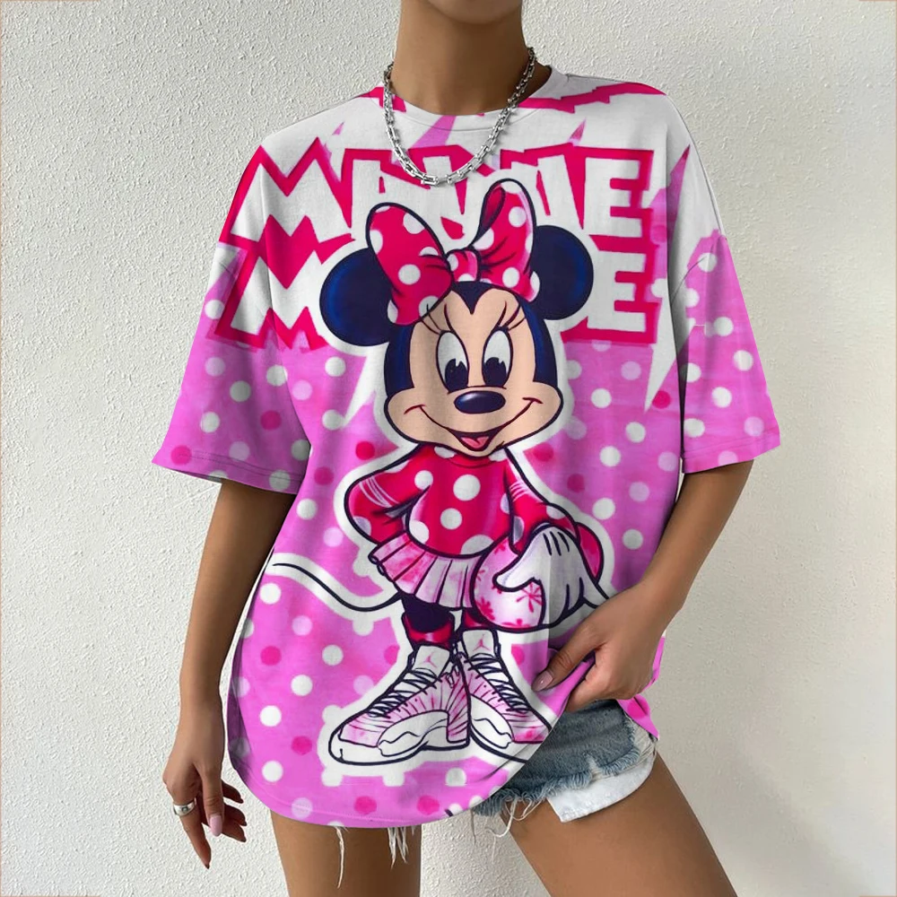 Dames T-shirts Disney Mickey Mouse 3D print Nieuwe V-hals Korte Mouw Zomer Casual Dameskleding Harajuku Y2K Hip Hop kleden