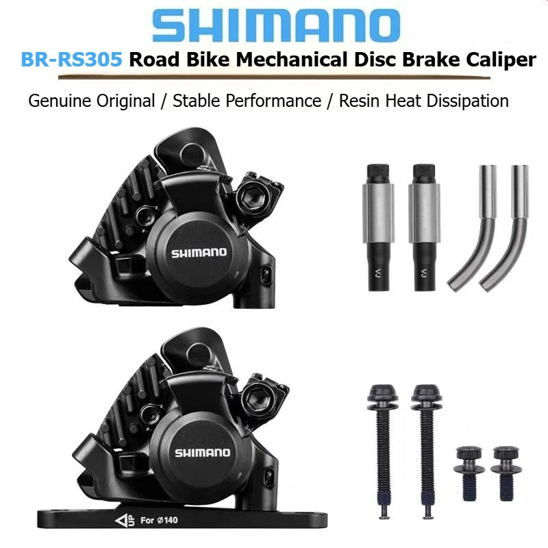 SHIMANO BR-RS305 Front & Rear Cable Disc Brake Calipers Flat Mount Cable-Actuated Mechanical Disc Brake Calipers for Road Bikes