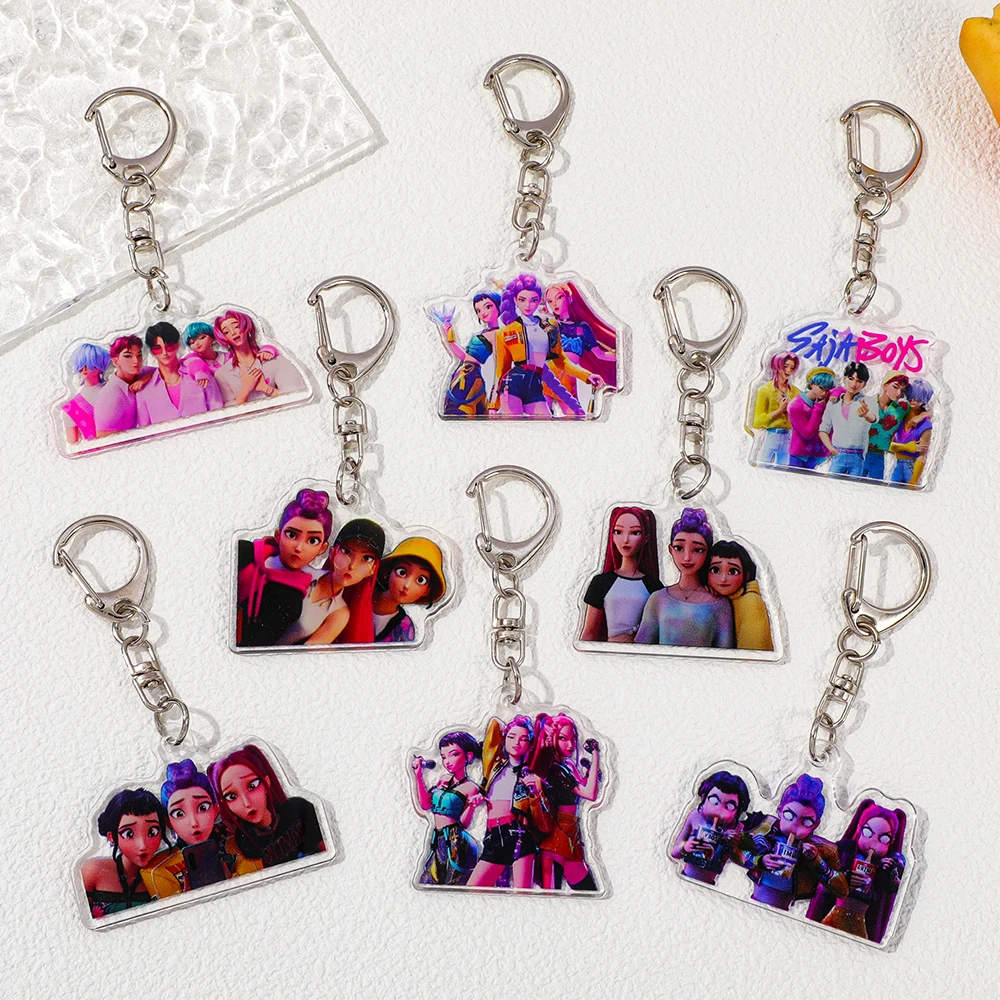 جديد ساجا بنين Kpop شيطان الصيادين هنتركس سر سلاسل المفاتيح اكسسوارات رومي زوي جينو ميرا حلقة رئيسية الاكريليك Keyrings المشجعين الهدايا #2