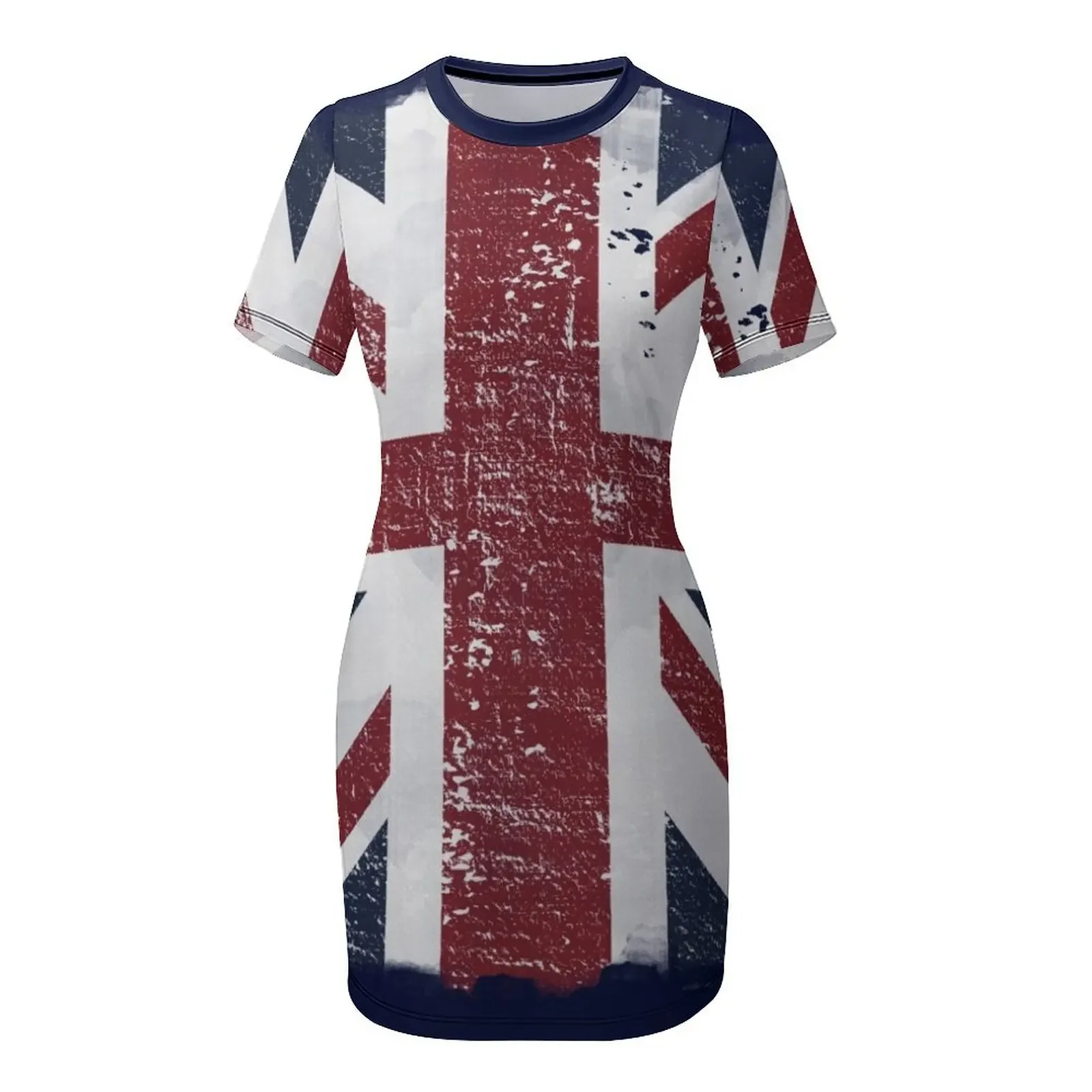 Drapeau britannique en détresse Grunge drapeau du royaume-uni Brexit t-shirt robe à manches courtes robes décontractées robe