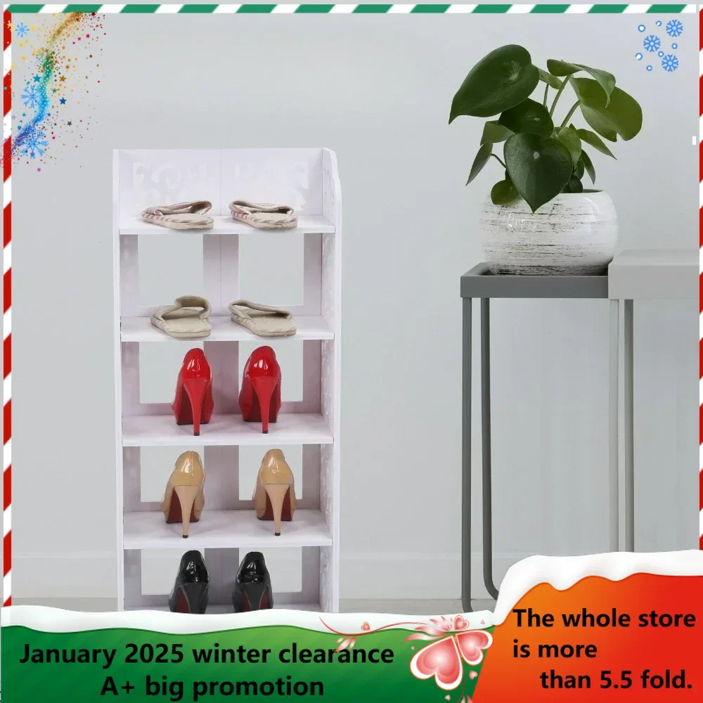 

Shoe Cabinets, 5 Tiers White Hollow Out Shoe Rack Stand Storage Organiser Shelf Easy To Assembly, Shoe Cabinets