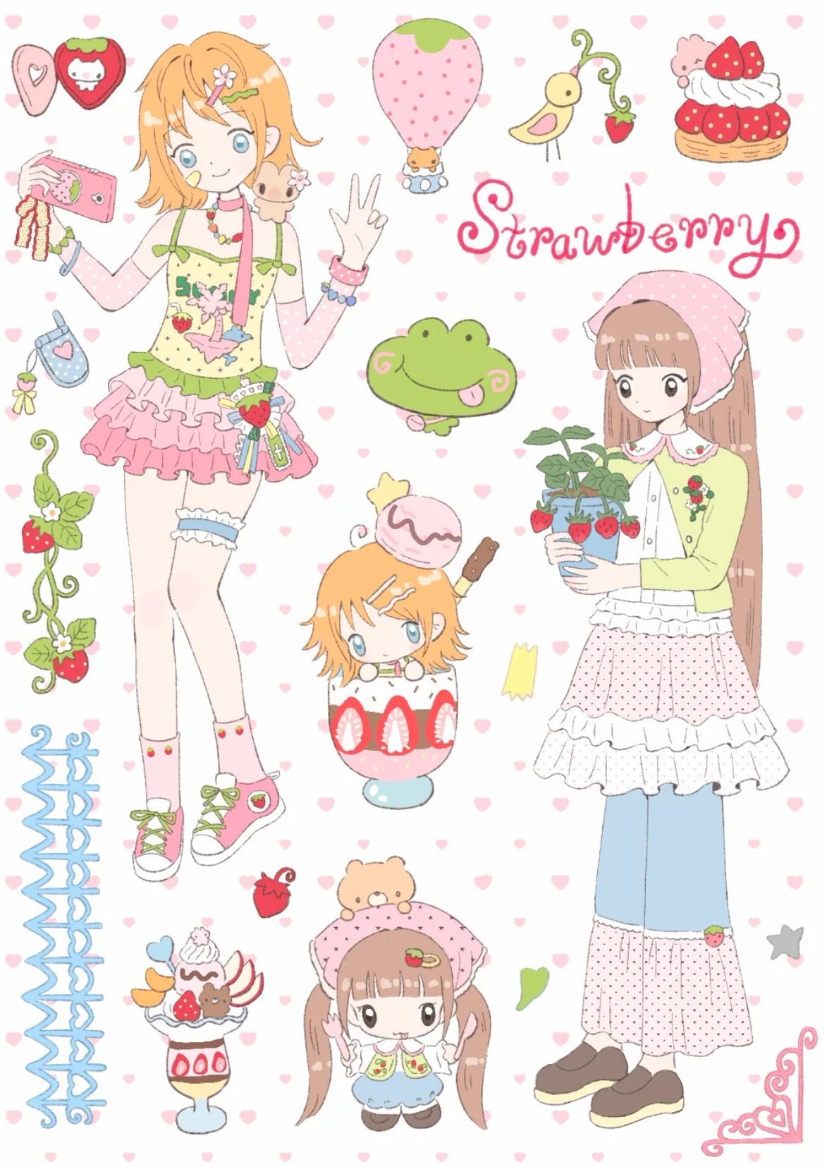 AngelPanda Sticker Set | Bubblegum-Mint-Seafoam-Strawberry Winged-Girls & Panda-Pals for Pastel Journals