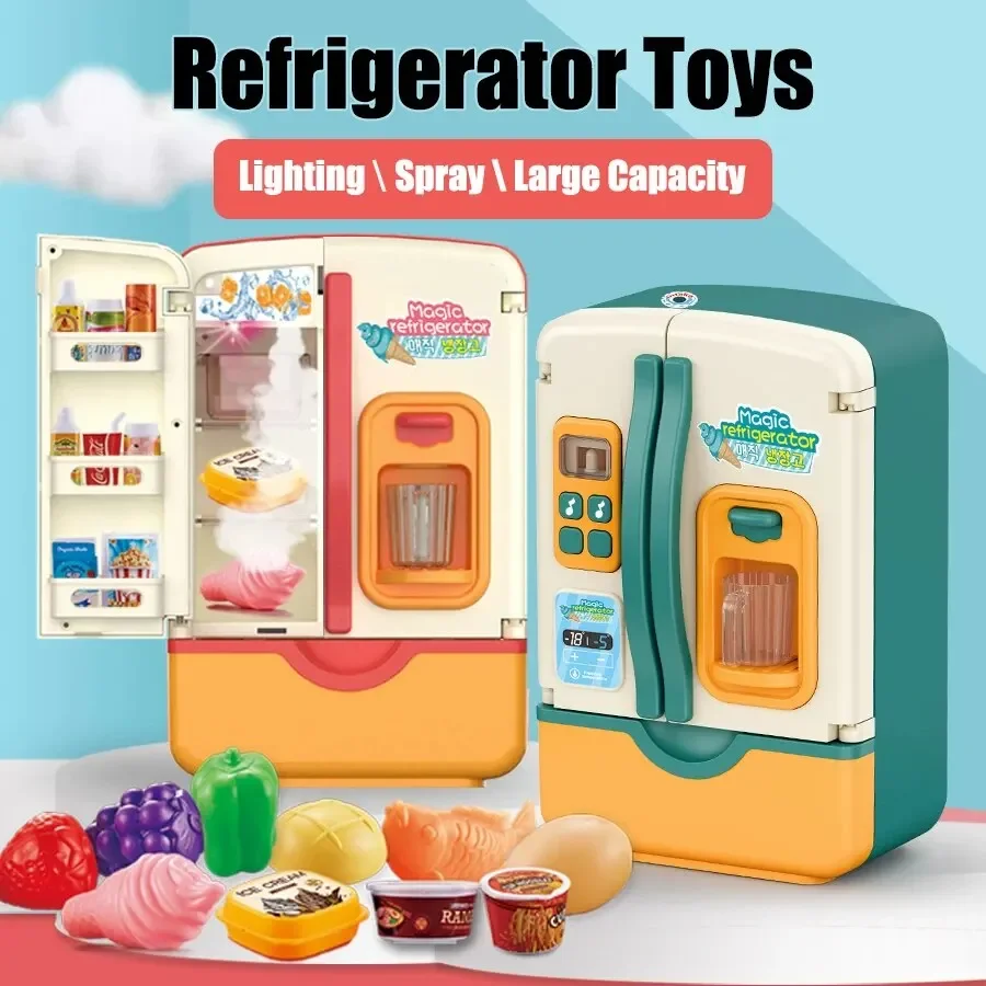 

39pcs Kids Simulated Refrigerator Play House Pretend Make Food Play With Fridge Cooking Role Playing Toys Boys Girls Gift