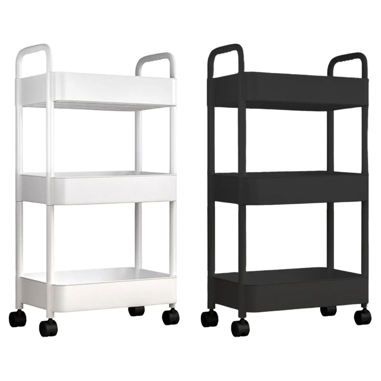 

3 Layer Mobile Rolling Utility Cart Free Standing Organizer Trolley with Wheels for Kitchen Bedroom Bathroom Living Room