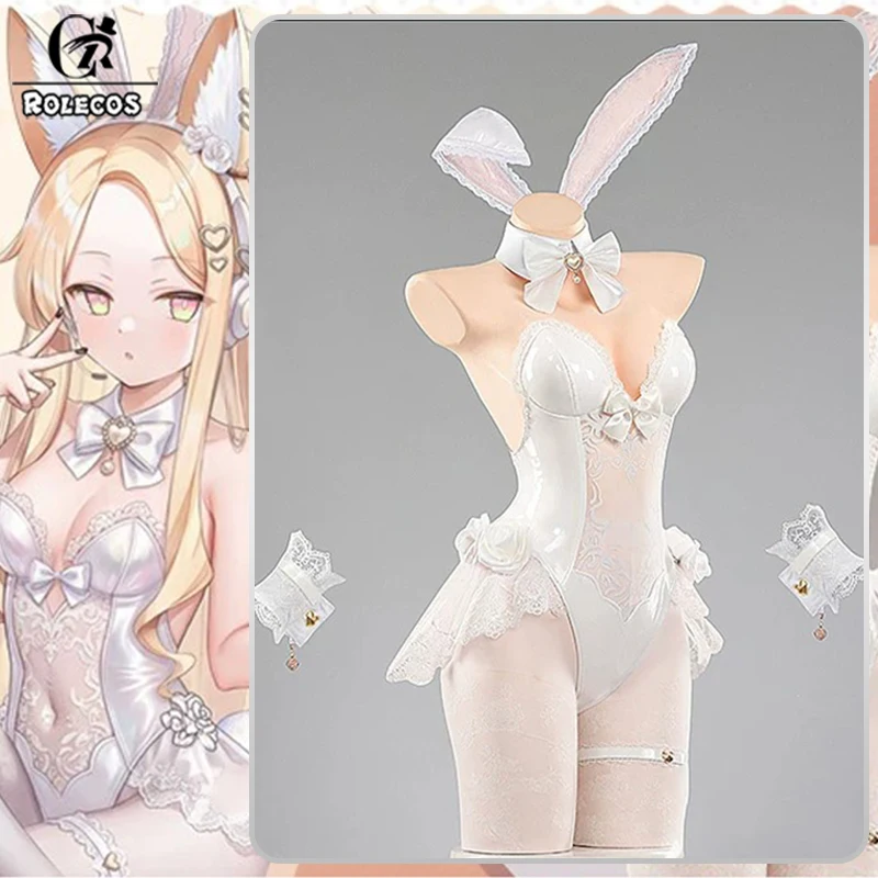 Disfraz de Cosplay de Yurizono Seia del Juego Blue Archive de ROLECOS, Disfraz Sexy de Conejita para Mujer, Traje de Cosplay Sexy, Mono Blanco, Uniforme