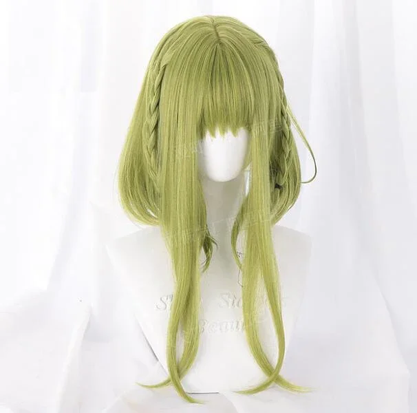 Perruque Cosplay Anime verte pour femme, degré de chaleur