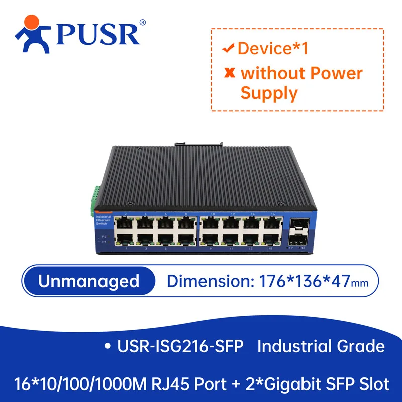 PUSR 2 SFP 8/16 RJ45-poorten met 10/1001000 Mbps Gigabit industriële Ethernet-switch USR-2SFP-serie