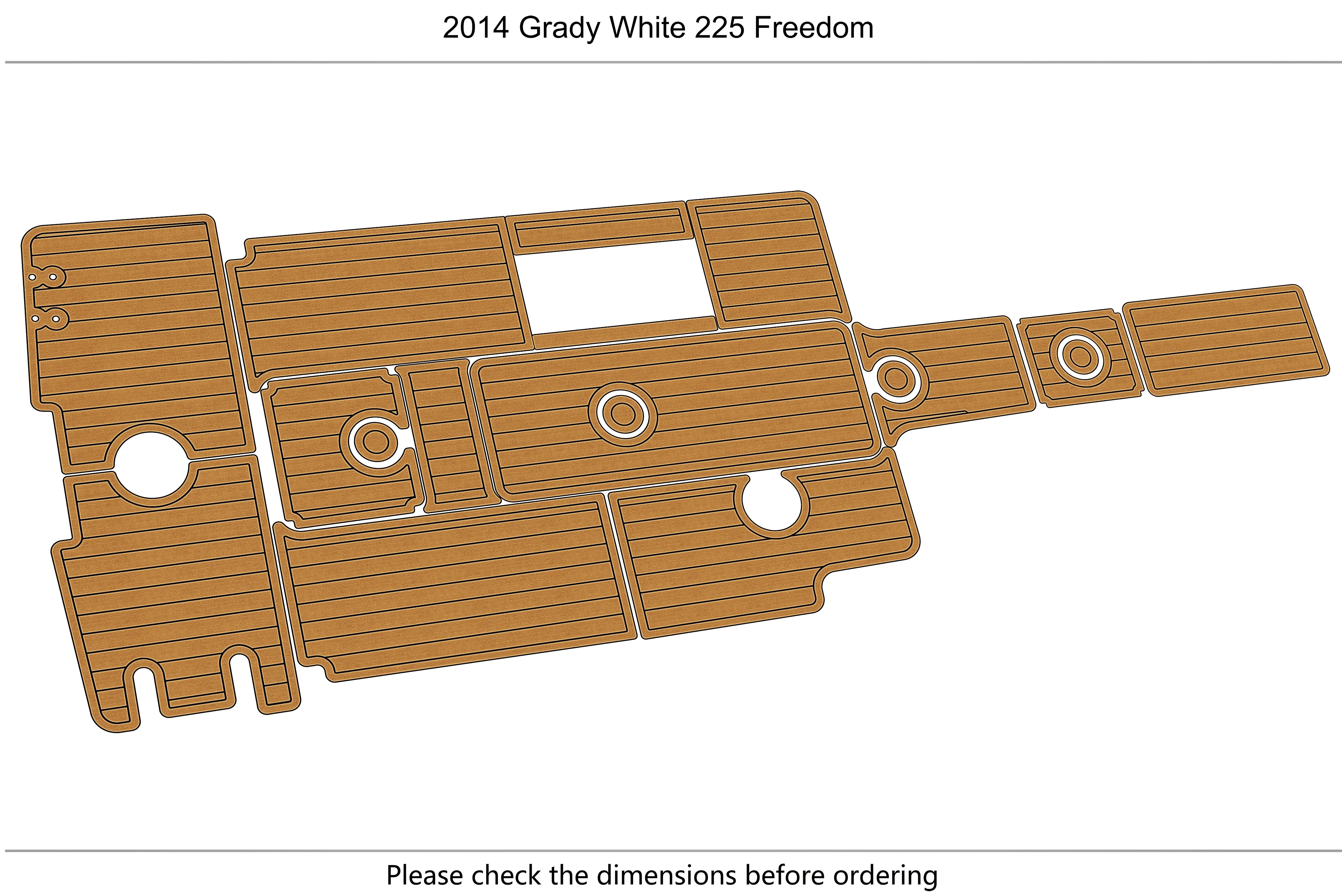 Marine Faux Teak EVA Non-Slip Mat-2014 Grady White 225 Freedom Self-Adhesive 1/4