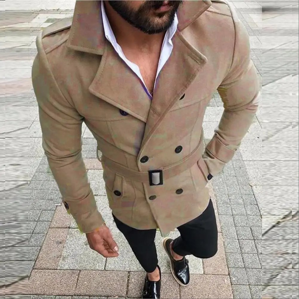 New Jacket Men Slim Fit Long Sleeve Suit Top Jacket Trench Coat Outwear Men Coat Wool Hooded Autumn Winter Warm Button Coat