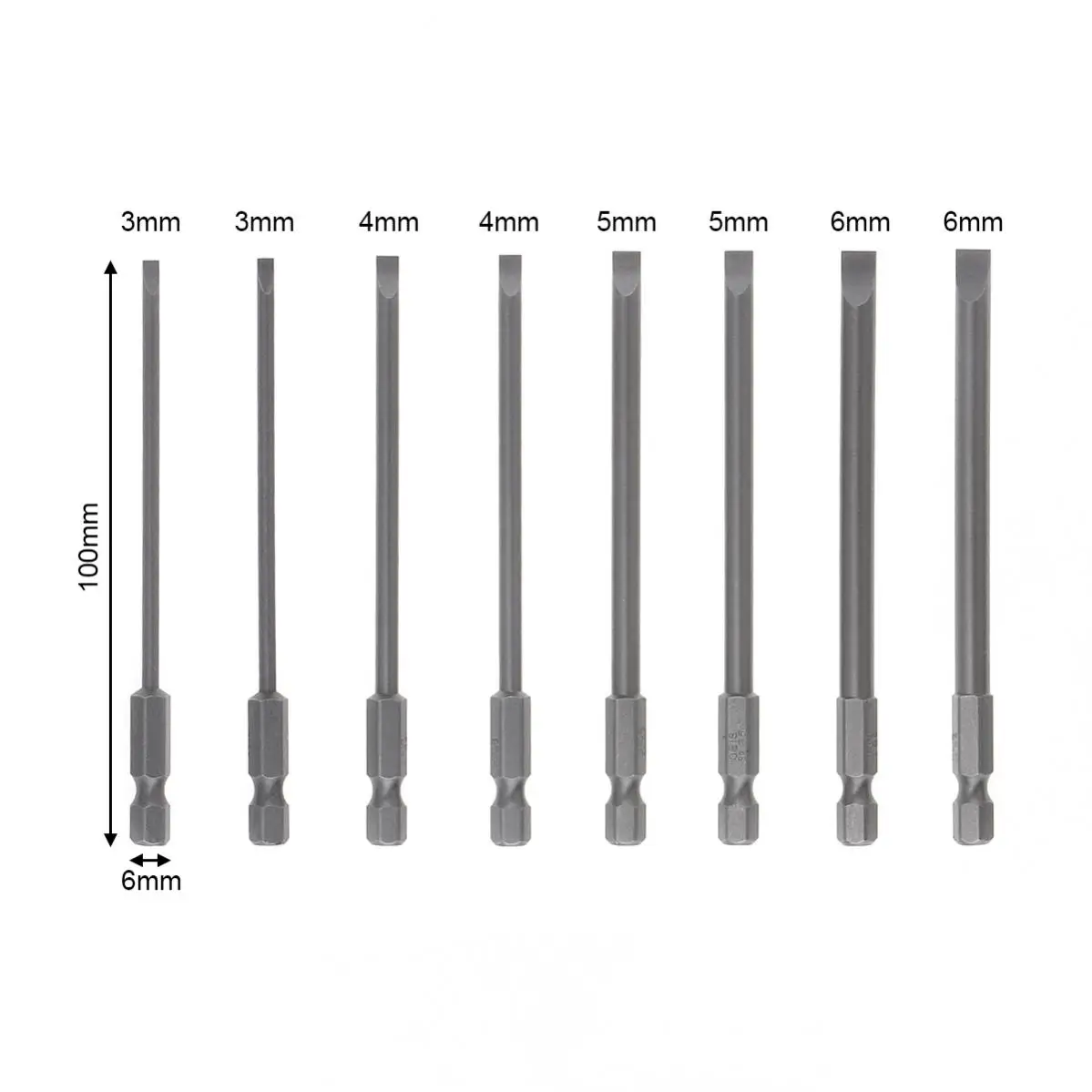 8Pcs/Set Convenient Magnetic Slotted Screwdriver Bits Electric/Pneumatic Hex Long Screwdriver Bit Power Tool Accessories