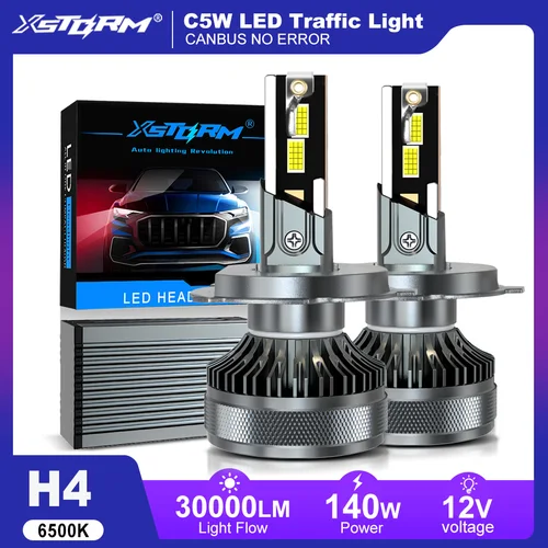 Imagen 1 del producto XSTORM H7 luz LED Blubs 140W 30000LM 9005 9006 H1 H4 LED Canbus lámpara de faro de coche 6500K 5070 CSP luces Turbo de faro automático