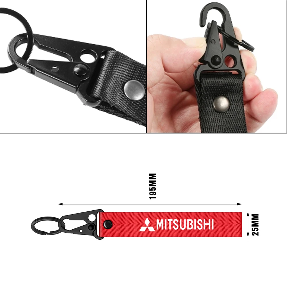 1PC Car Style Nylon Metal Key Ring Streamer Key Chain Accessories For Mitsubishi Ralliart Lancer EX Outlander 3 Xl l200 EX10 ASX