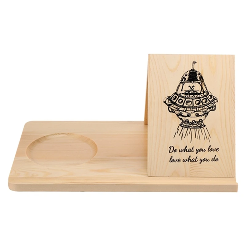 

A56G-Деревянная подставка для чтения, съемная треугольная подставка для книг с подстаканником, многофункциональная полка для рецептов для настольного космического корабля