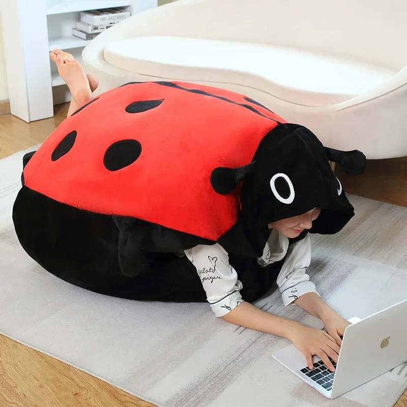 Hot Sale Interesting Beetle Plush Pillow Wearable Ladybug Shell Funny Party Cosplay Doll Stuffed Soft Bed Cushion Game Gift