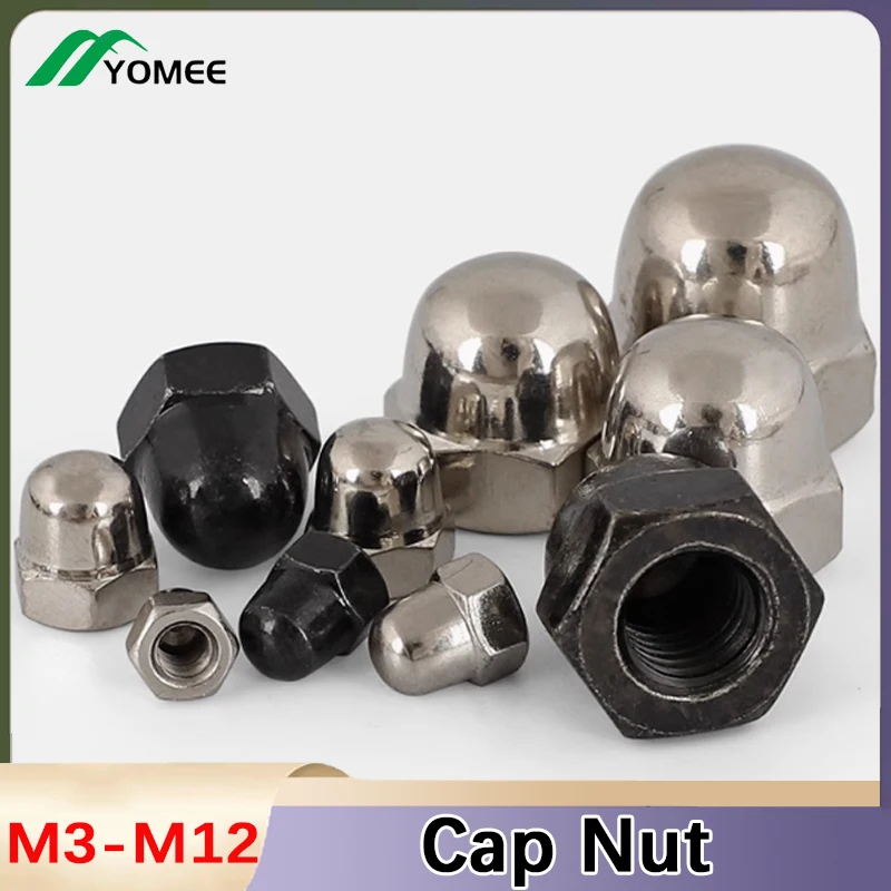 Hexagon Carbon Steel Acorn Cap Nut Hex Cap Domed Nuts Black/Nickel Plated M3 M4 M5 M6 M8 M10 M12