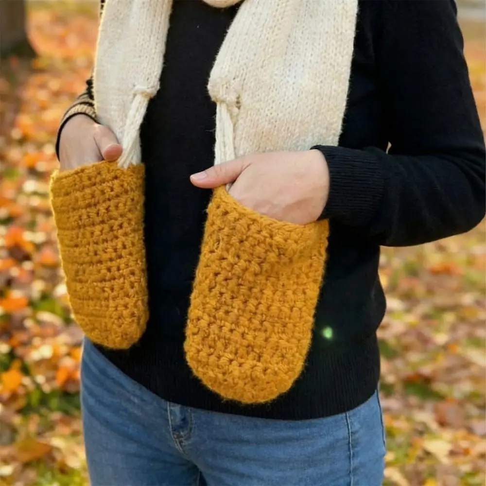 

Теплый шарф-палка Моцарелла, милый шарф с карманами для рук, шарф-палочка с сыром, ветрозащитный утолщенный шарф ручной вязки, подарок для еды