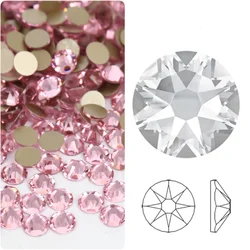 2088 8Big 8Small Glass 16 Cut Facets Light Pink Crystal Flatback Rhinestone Non Hot Fix Stone Nail Art Decoration Strass Garment