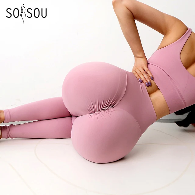 SOISOU nylonowe spodnie do jogi damskie legginsy do długie spodnie z wysokim stanem Fitness damskie Hip Push UP odzież damska 2 rodzaje
